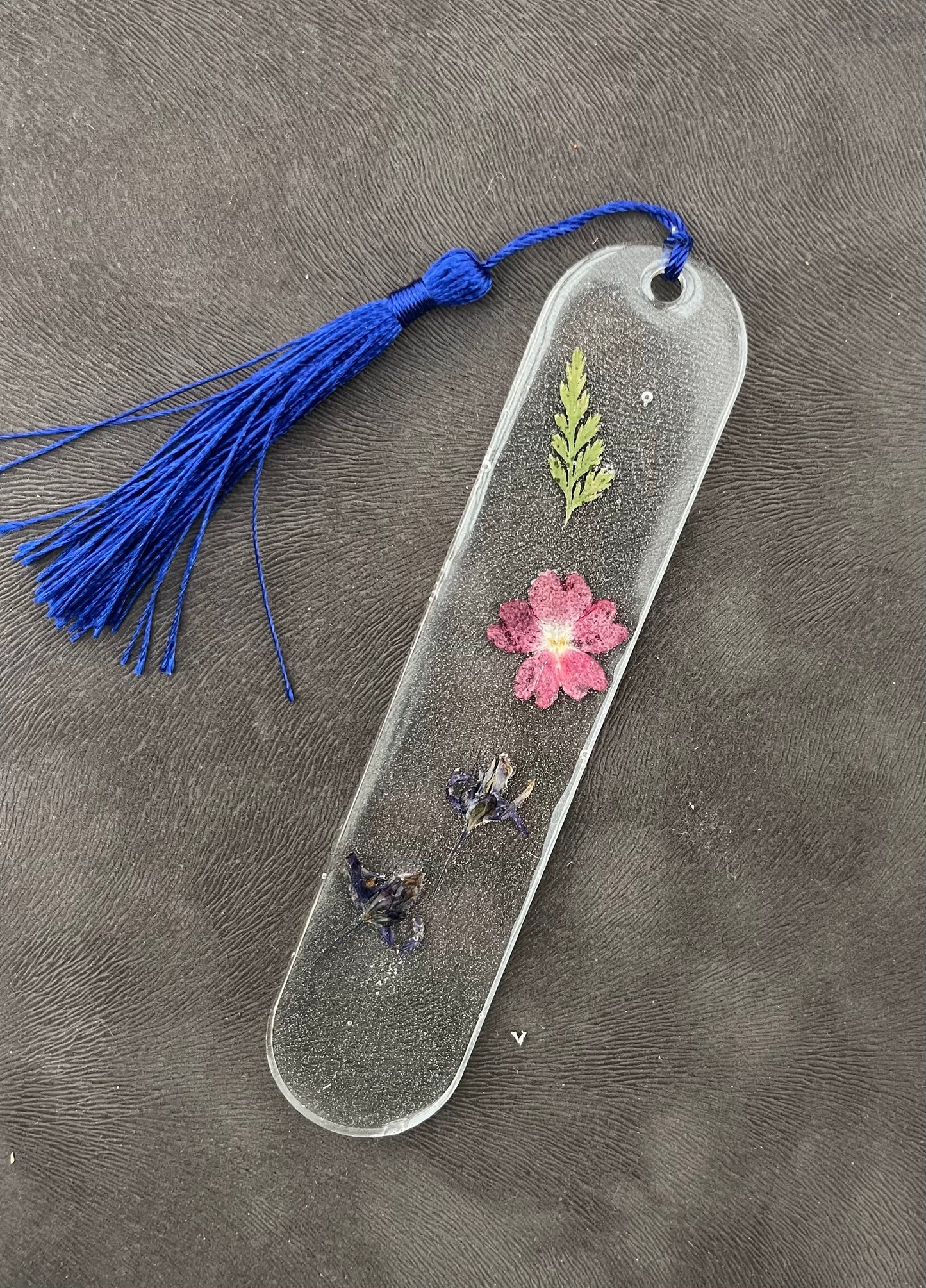 Floral Bookmark - Spring Collection Royal Blue Tassel