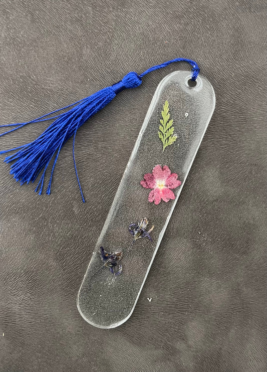 Floral Bookmark - Spring Collection Royal Blue Tassel