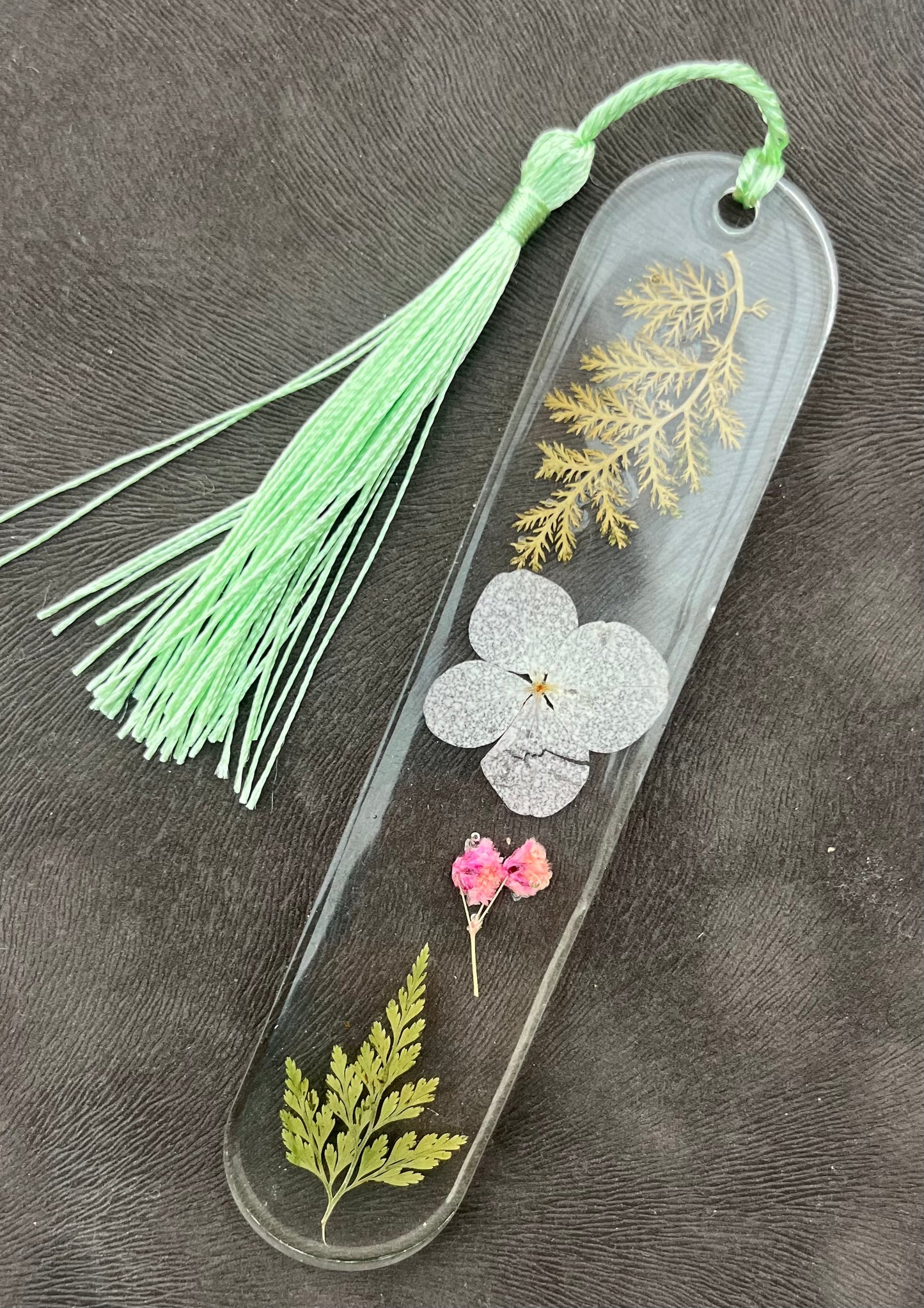 Floral Bookmark - Spring Collection Green Tassel