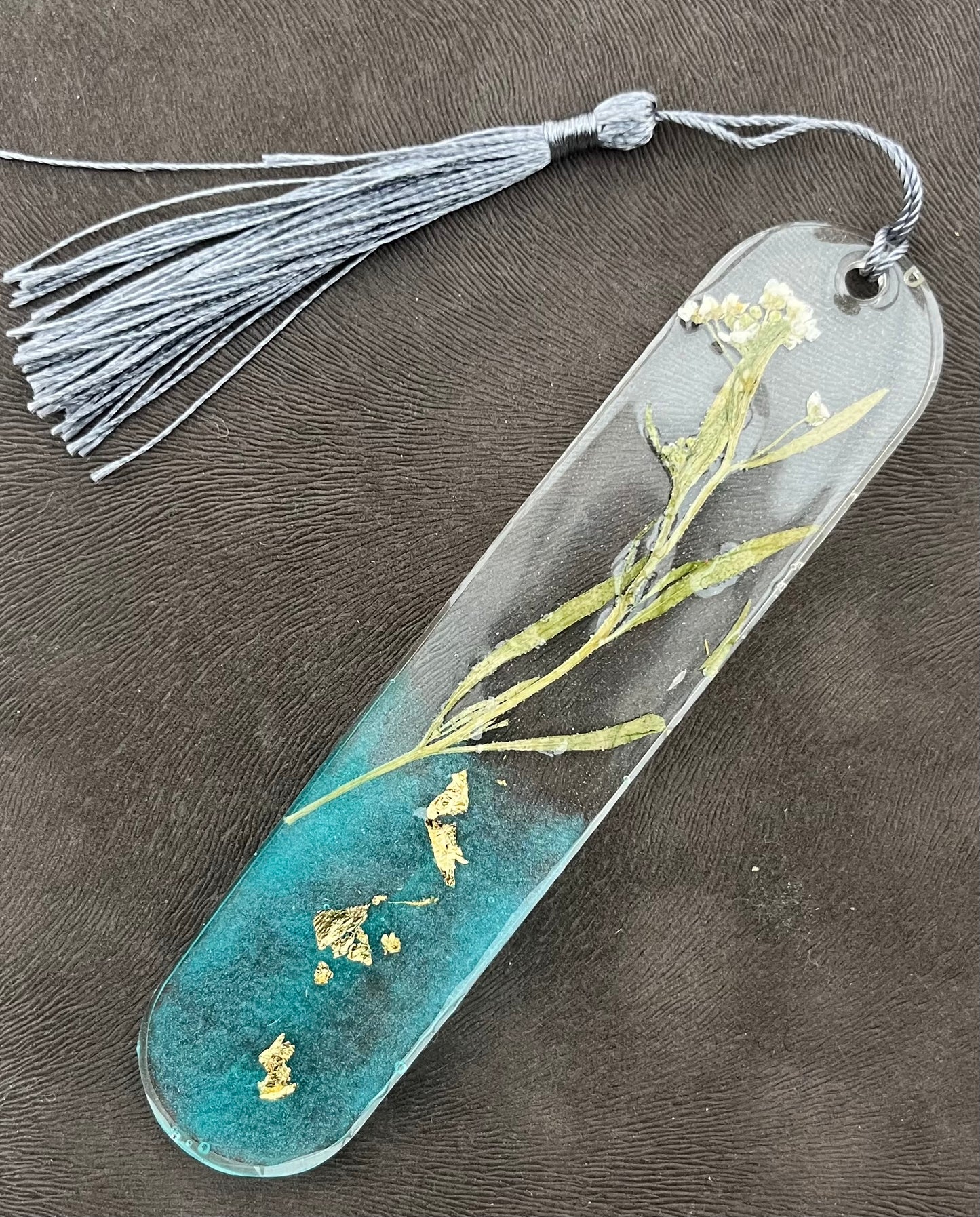 Floral Bookmark - Spring Collection Grey Tassel