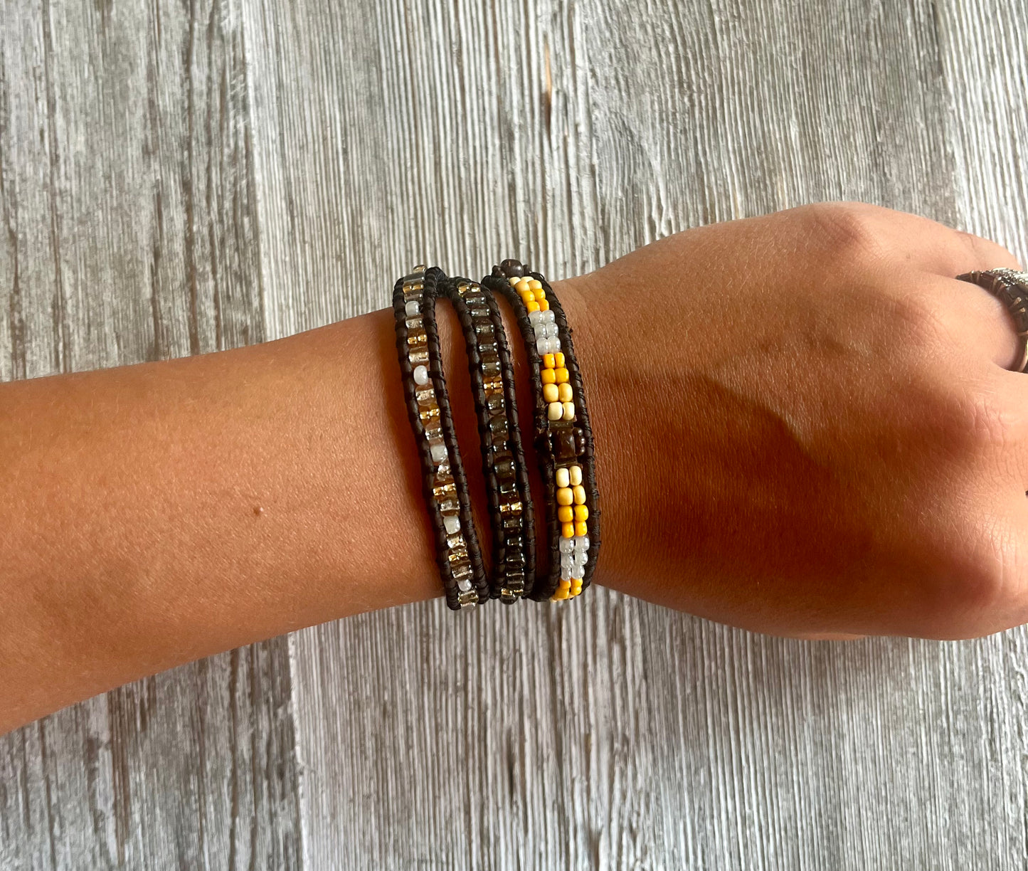 Golden Hour - Handmade Triple Wrap Bracelet