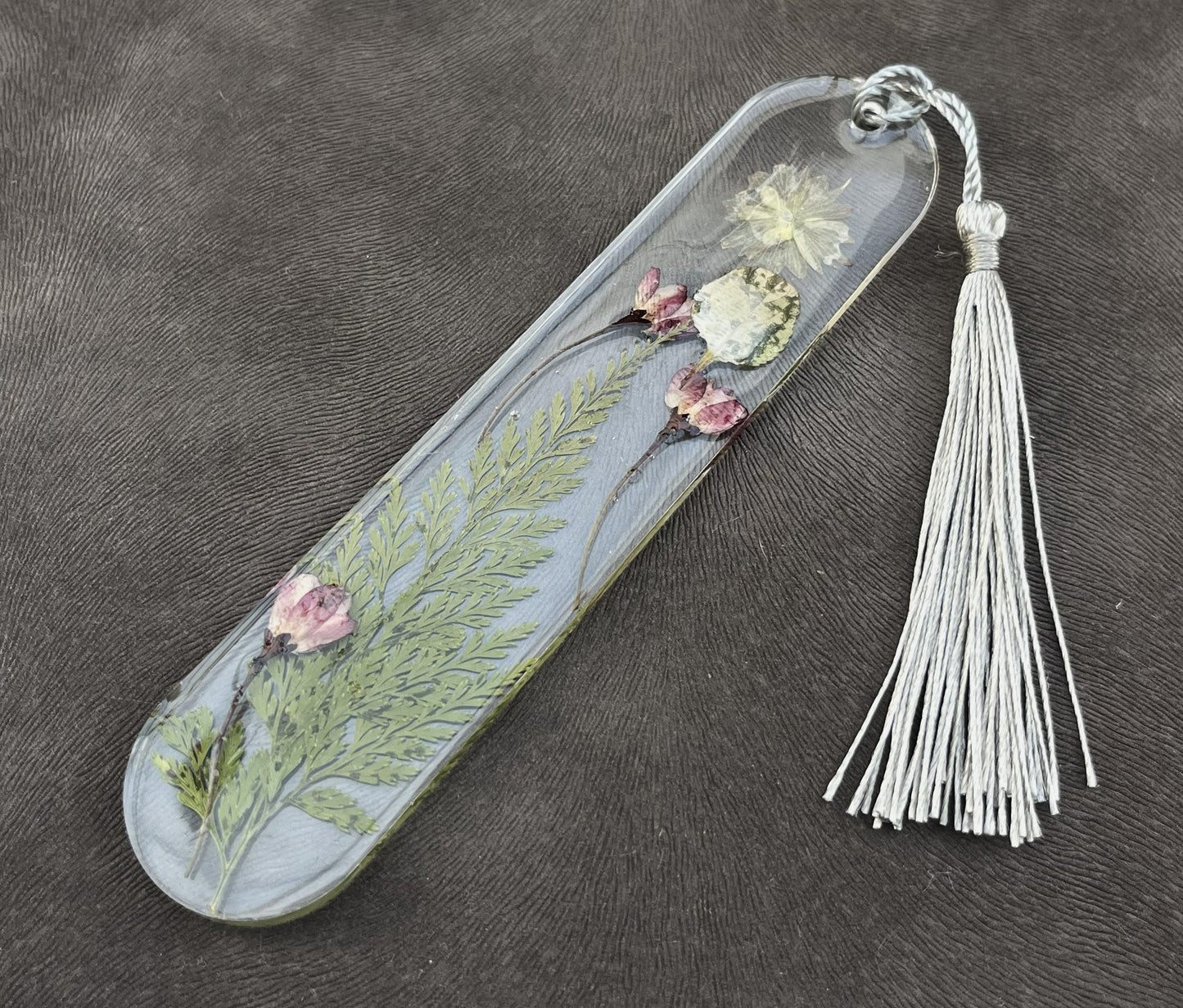 Floral Bookmark – Grey Tassel Edition